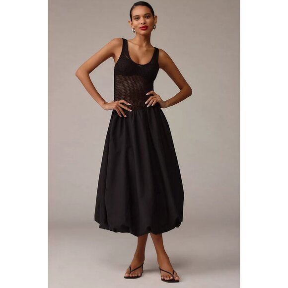 ASTR the Label Contrast Bubble Midi Sundress in Black Size Large - Picture 12 of 12